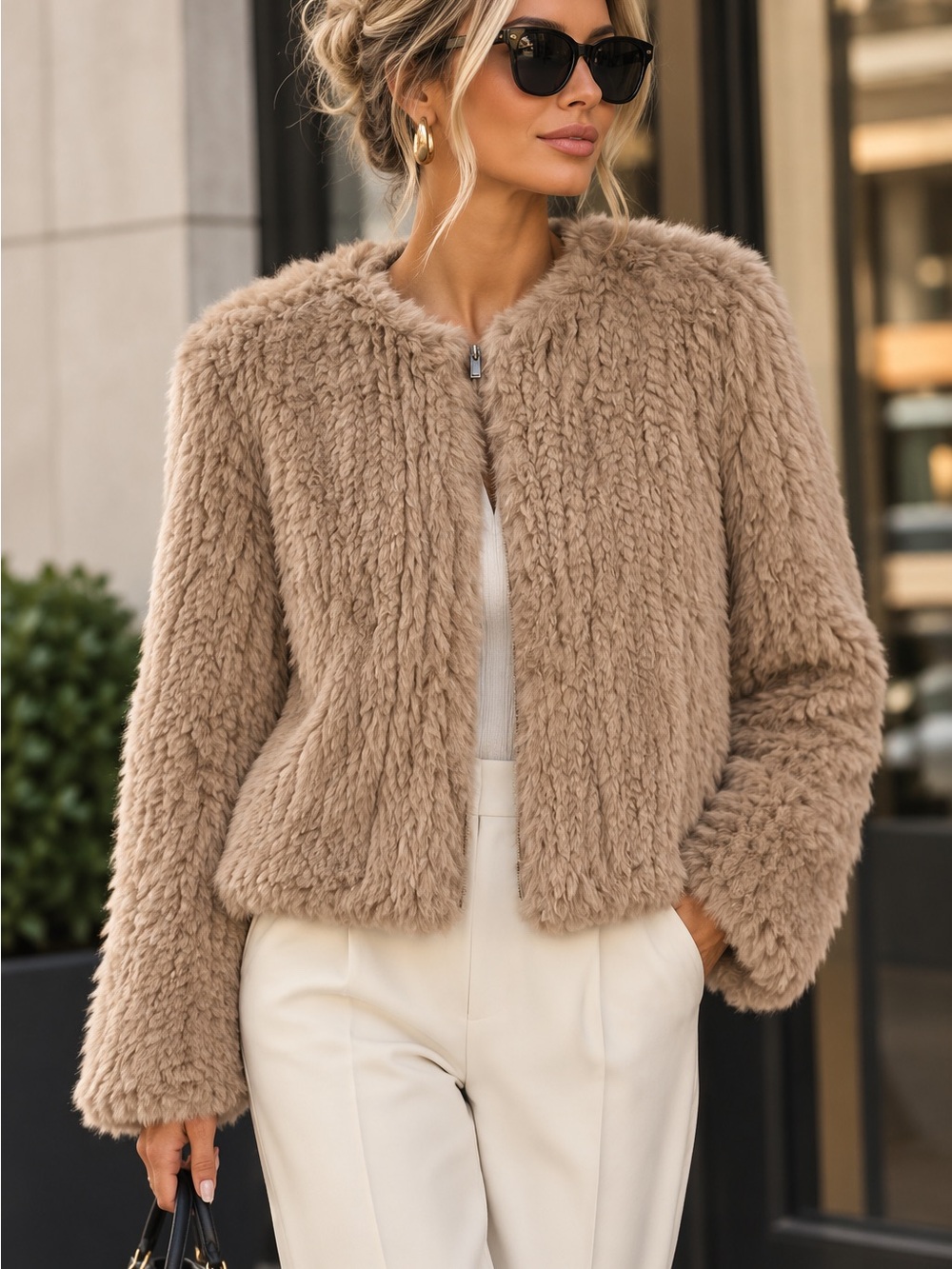 June Real Rabbit Fur Zip Jacket XS